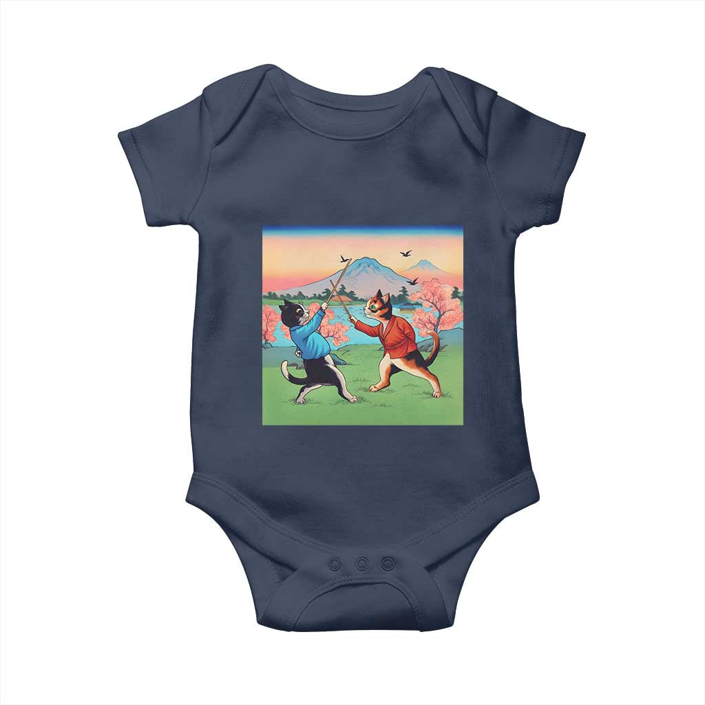 Funny Kendo Cat Baby Onesie Samurai Martial Arts TS14 Navy Print Your Wear