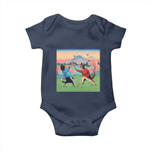 Funny Kendo Cat Baby Onesie Samurai Martial Arts TS14 Navy Print Your Wear