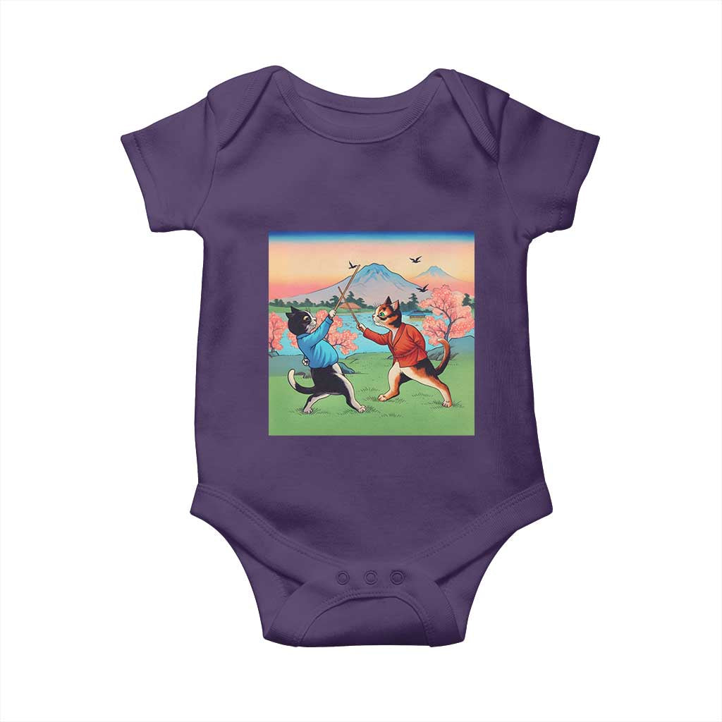 Funny Kendo Cat Baby Onesie Samurai Martial Arts TS14 Purple Print Your Wear
