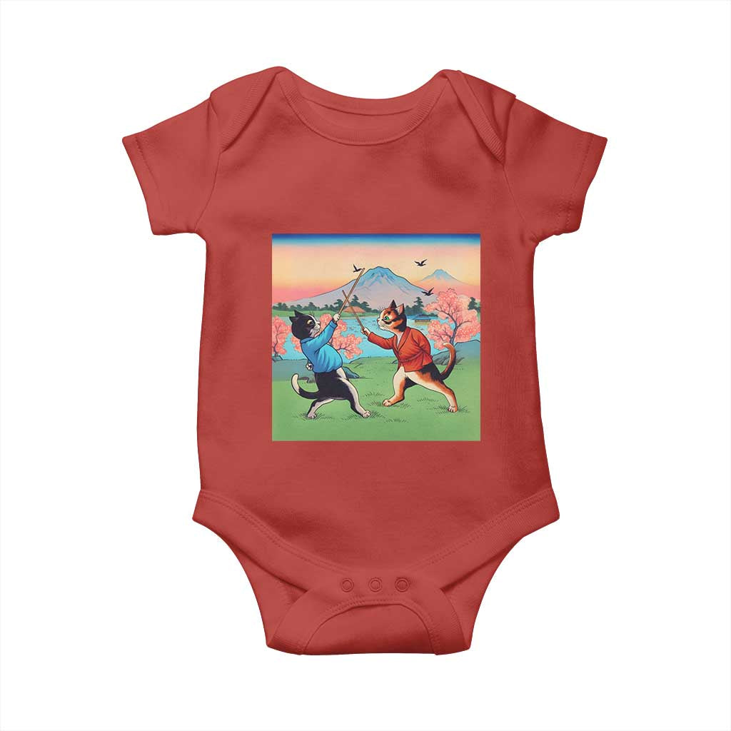 Funny Kendo Cat Baby Onesie Samurai Martial Arts TS14 Red Print Your Wear