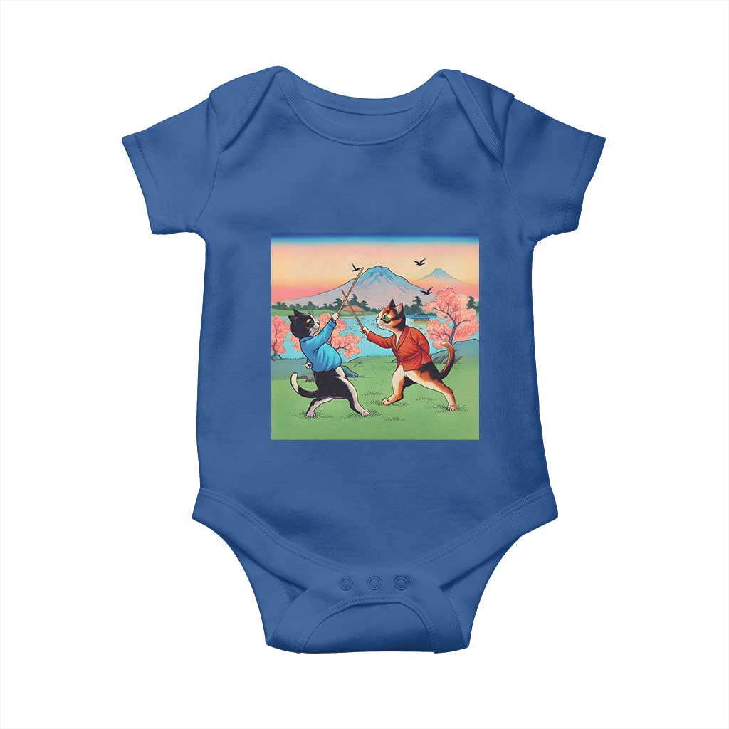 Funny Kendo Cat Baby Onesie Samurai Martial Arts TS14 Royal Blue Print Your Wear