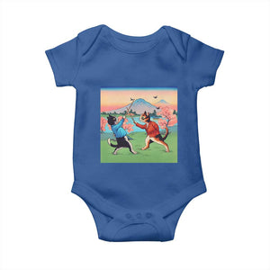 Funny Kendo Cat Baby Onesie Samurai Martial Arts TS14 Royal Blue Print Your Wear