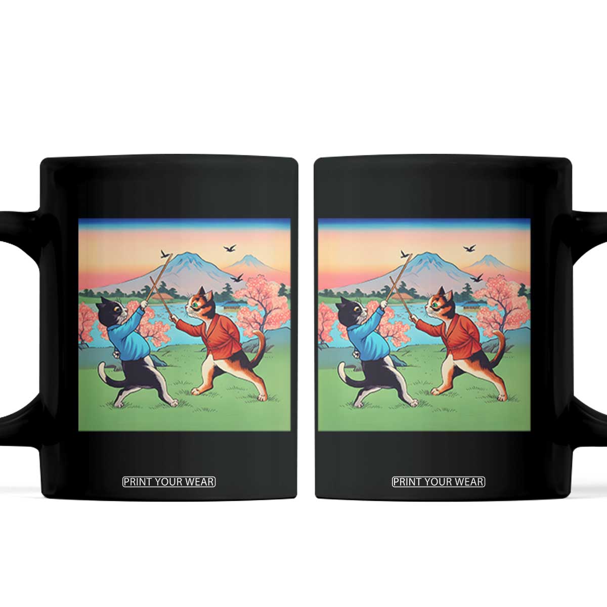 Funny Kendo Cat Coffee Mug Samurai Martial Arts TS14 Black Print Your Wear