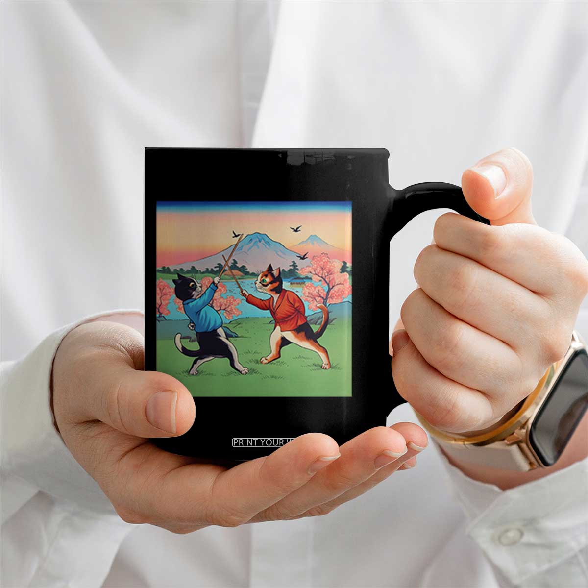 Funny Kendo Cat Coffee Mug Samurai Martial Arts TS14 Print Your Wear