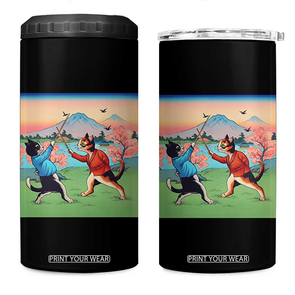 Funny Kendo Cat 4 in 1 Can Cooler Tumbler Samurai Martial Arts TS14 One Size: 16 oz Black Print Your Wear