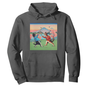 Funny Kendo Cat Hoodie Samurai Martial Arts TS14 Dark Heather Print Your Wear