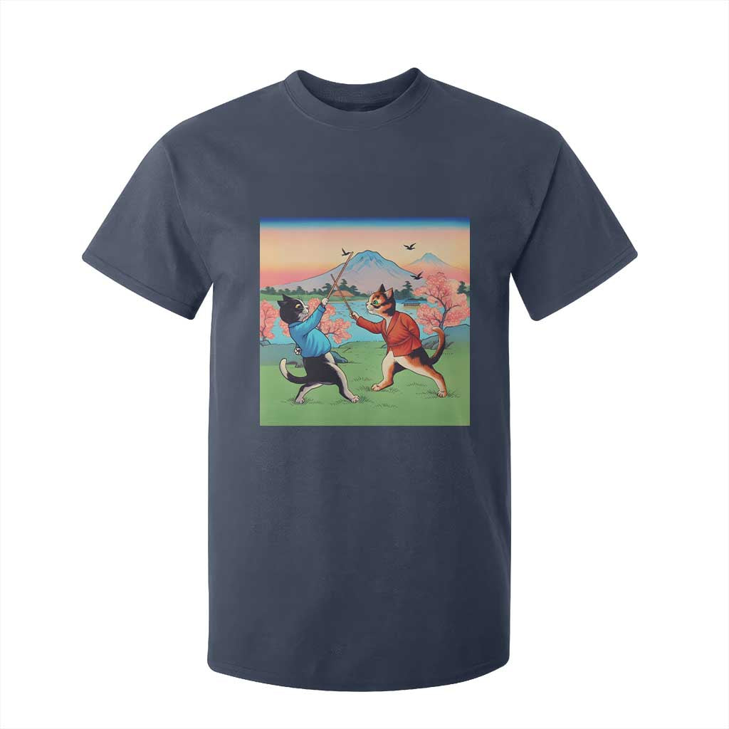 Funny Kendo Cat T Shirt For Kid Samurai Martial Arts TS14 Navy Print Your Wear