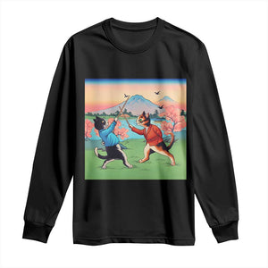 Funny Kendo Cat Long Sleeve Shirt Samurai Martial Arts - Print Your Wear