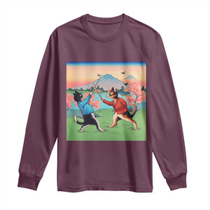 Funny Kendo Cat Long Sleeve Shirt Samurai Martial Arts - Print Your Wear