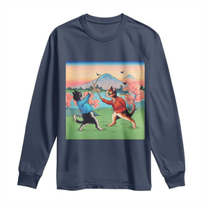 Funny Kendo Cat Long Sleeve Shirt Samurai Martial Arts - Print Your Wear