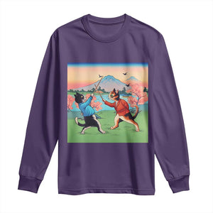 Funny Kendo Cat Long Sleeve Shirt Samurai Martial Arts - Print Your Wear