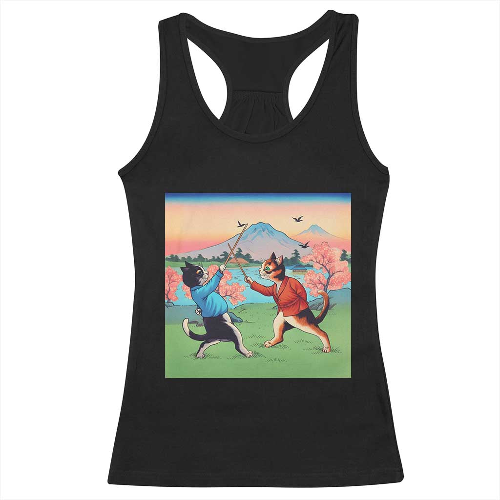Funny Kendo Cat Racerback Tank Top Samurai Martial Arts - Print Your Wear
