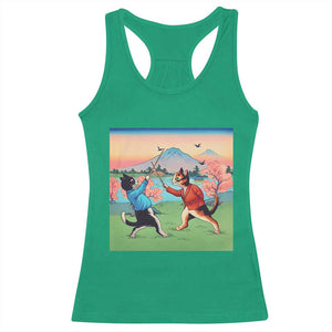 Funny Kendo Cat Racerback Tank Top Samurai Martial Arts - Print Your Wear