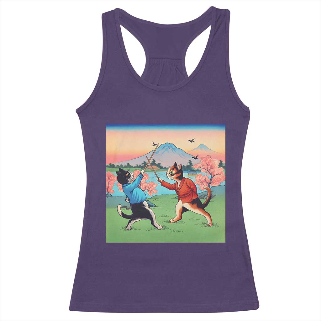 Funny Kendo Cat Racerback Tank Top Samurai Martial Arts TS14 Purple Print Your Wear