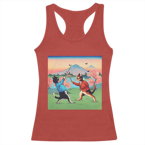 Funny Kendo Cat Racerback Tank Top Samurai Martial Arts - Print Your Wear