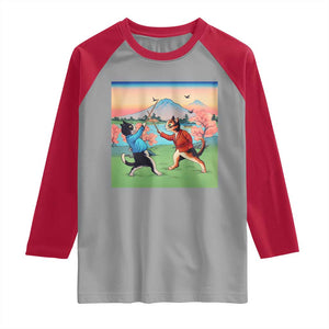Funny Kendo Cat Raglan Shirt Samurai Martial Arts TS14 Sport Gray Red Print Your Wear