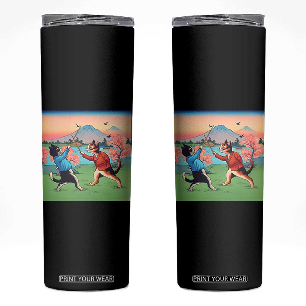 Funny Kendo Cat Skinny Tumbler Samurai Martial Arts TS14 Black Print Your Wear