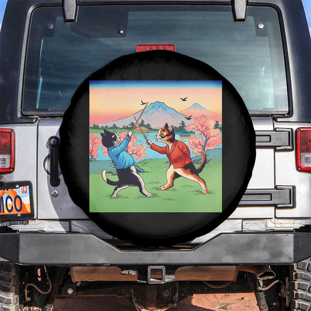 Funny Kendo Cat Spare Tire Cover Samurai Martial Arts TS14 No hole Black Print Your Wear