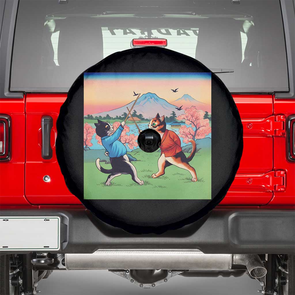 Funny Kendo Cat Spare Tire Cover Samurai Martial Arts TS14 Black Print Your Wear