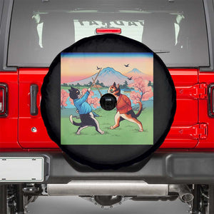 Funny Kendo Cat Spare Tire Cover Samurai Martial Arts TS14 Black Print Your Wear