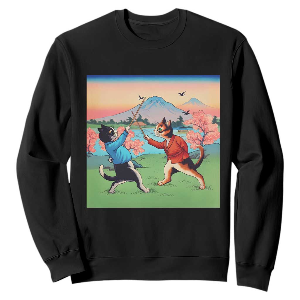 Funny Kendo Cat Sweatshirt Samurai Martial Arts - Print Your Wear
