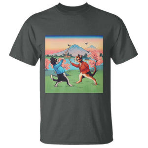Funny Kendo Cat T Shirt Samurai Martial Arts TS14 Dark Heather Print Your Wear