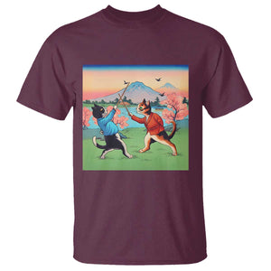 Funny Kendo Cat T Shirt Samurai Martial Arts TS14 Maroon Print Your Wear