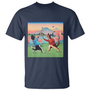 Funny Kendo Cat T Shirt Samurai Martial Arts TS14 Navy Print Your Wear