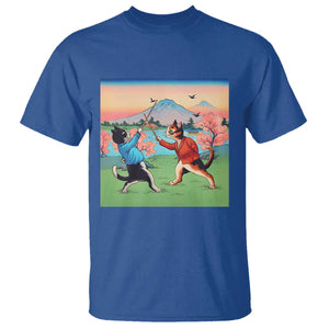Funny Kendo Cat T Shirt Samurai Martial Arts TS14 Royal Blue Print Your Wear