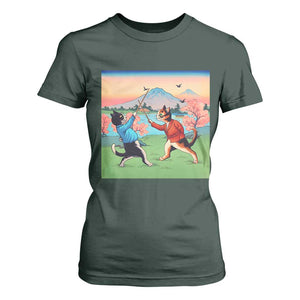 Funny Kendo Cat T Shirt For Women Samurai Martial Arts TS14 Dark Forest Green Print Your Wear