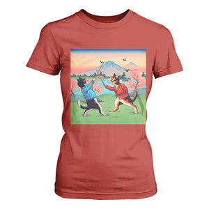 Funny Kendo Cat T Shirt For Women Samurai Martial Arts TS14 Red Print Your Wear