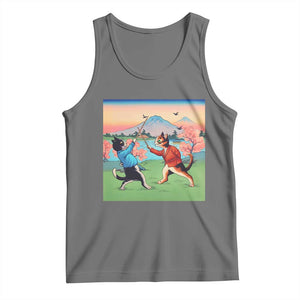 Funny Kendo Cat Tank Top Samurai Martial Arts TS14 Black Heather Print Your Wear