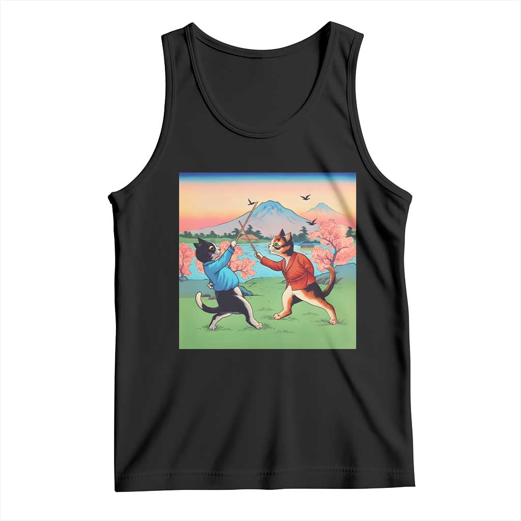 Funny Kendo Cat Tank Top Samurai Martial Arts TS14 Black Print Your Wear