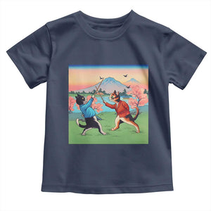 Funny Kendo Cat Toddler T Shirt Samurai Martial Arts TS14 Navy Print Your Wear