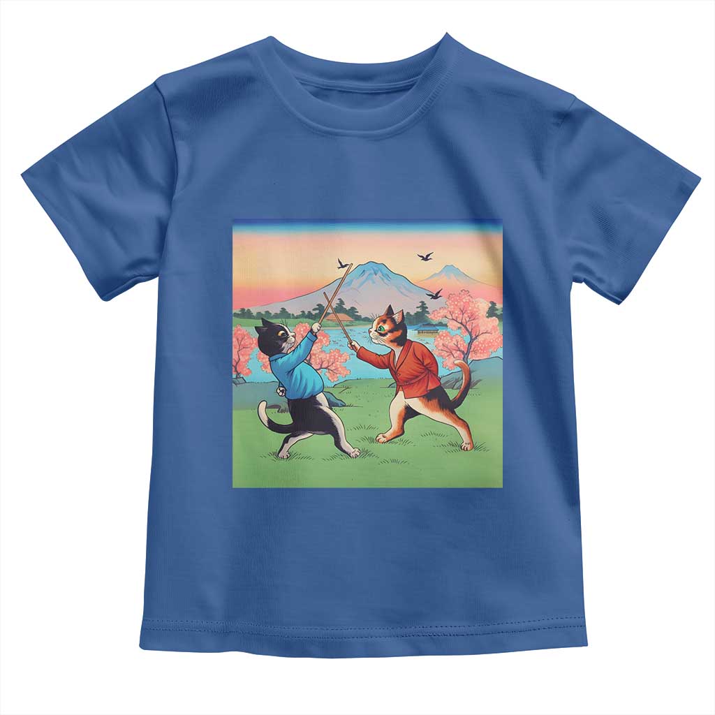 Funny Kendo Cat Toddler T Shirt Samurai Martial Arts TS14 Royal Blue Print Your Wear