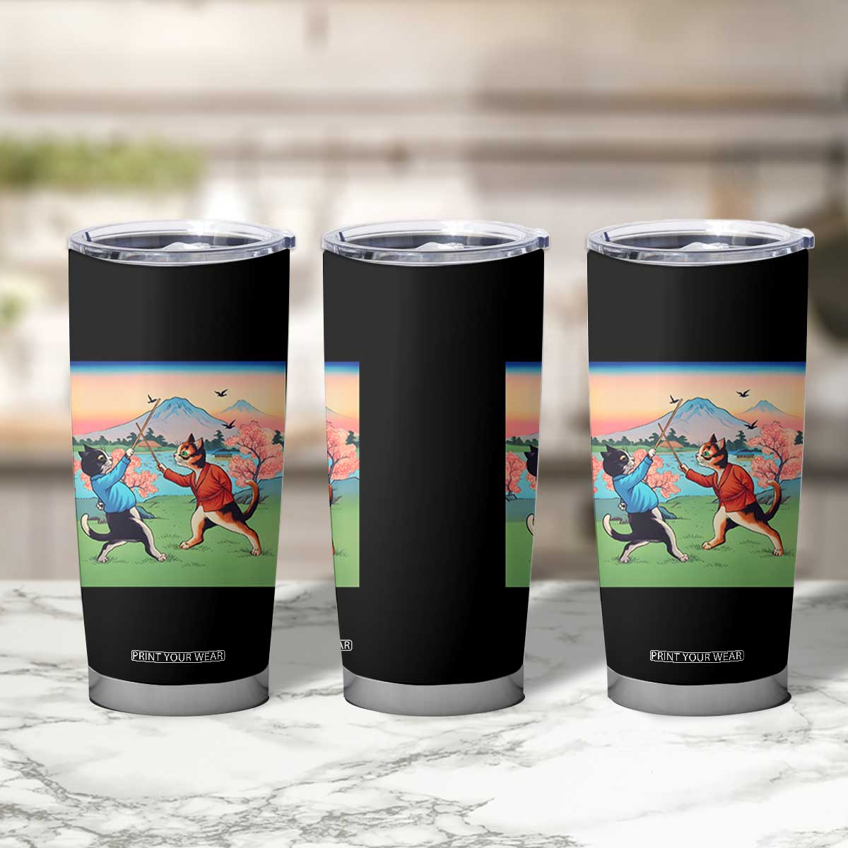 Funny Kendo Cat Tumbler Cup Samurai Martial Arts TS14 Print Your Wear