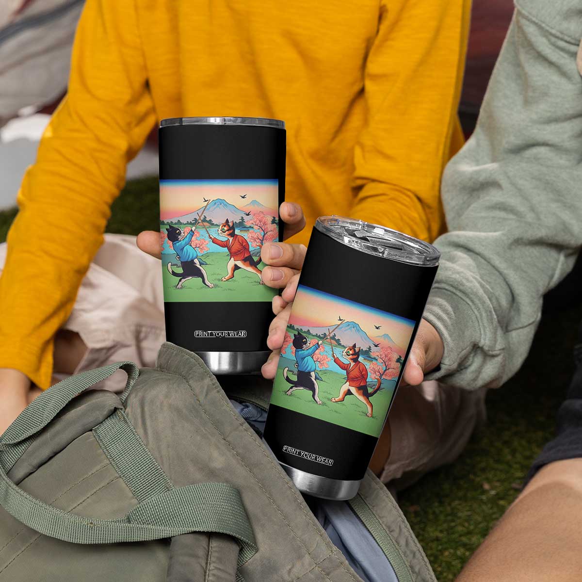 Funny Kendo Cat Tumbler Cup Samurai Martial Arts - Print Your Wear