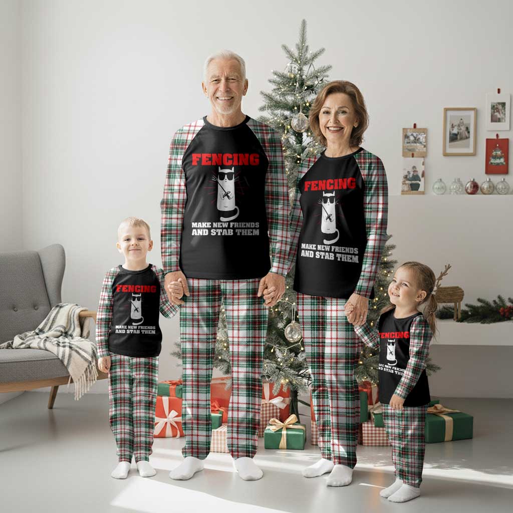 Funny Cat Fencing Plaid Pajama Set Make Me New Friends And Stab Them TS14 Christmas Plaid Print Your Wear