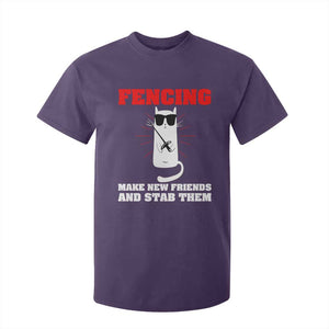 Funny Cat Fencing T Shirt For Kid Make Me New Friends And Stab Them TS14 Purple Print Your Wear