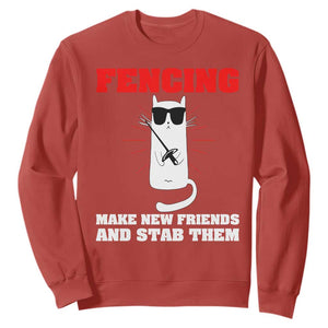 Funny Cat Fencing Sweatshirt Make Me New Friends And Stab Them TS14 Red Print Your Wear