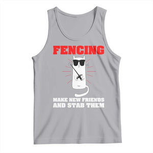 Funny Cat Fencing Tank Top Make Me New Friends And Stab Them TS14 Athletic Heather Print Your Wear