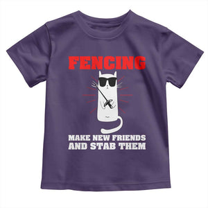 Funny Cat Fencing Toddler T Shirt Make Me New Friends And Stab Them TS14 Purple Print Your Wear