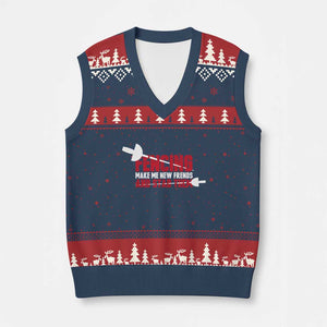 Funny Fencer V-Neck Knit Sweater Vest Fencing Make Me New Friends And Stab Them TS14 Navy Red Print Your Wear