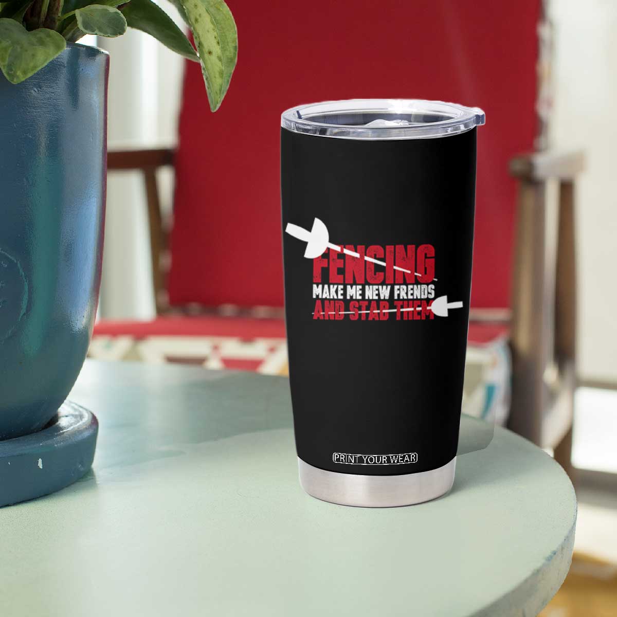 Funny Fencer Tumbler Cup Fencing Make Me New Friends And Stab Them - Print Your Wear