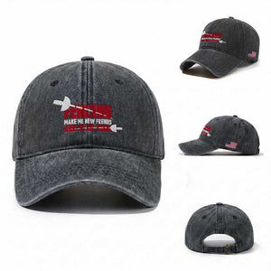 Funny Fencer Washed Cotton Baseball Cap Fencing Make Me New Friends And Stab Them TS14 Washed Cap Universal Fit Dark Gray Print Your Wear