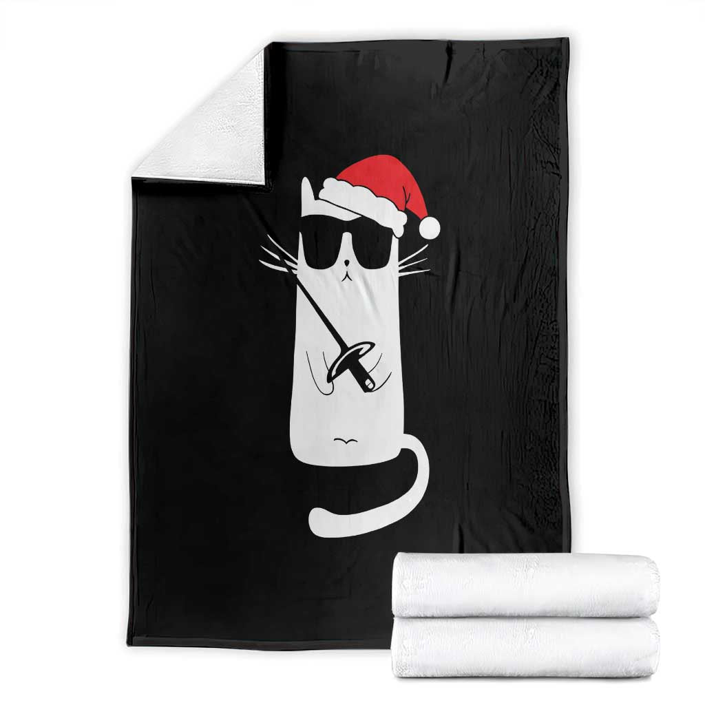 Funny Cat Fencing Christmas Throw Blanket Cute Kitty Lover TS14 Black Print Your Wear
