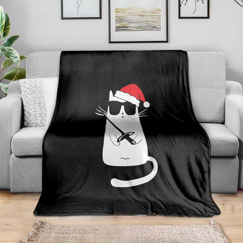 Funny Cat Fencing Christmas Throw Blanket Cute Kitty Lover TS14 Print Your Wear