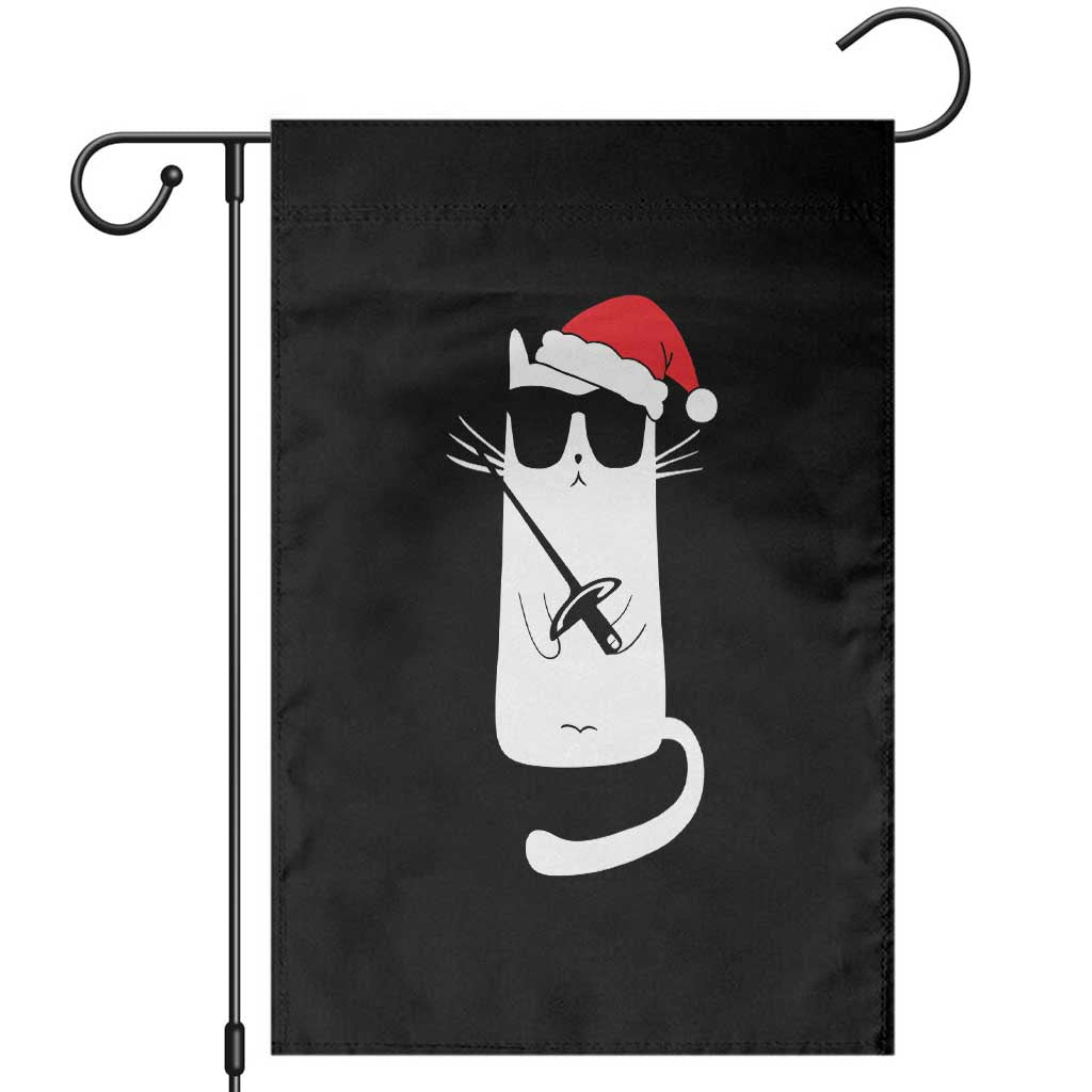 Funny Cat Fencing Christmas Garden Flag Cute Kitty Lover TS14 Black Print Your Wear