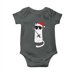 Funny Cat Fencing Christmas Baby Onesie Cute Kitty Lover TS14 Dark Heather Print Your Wear