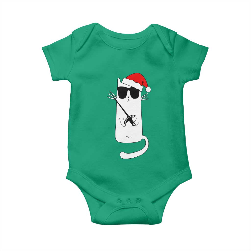 Funny Cat Fencing Christmas Baby Onesie Cute Kitty Lover TS14 Irish Green Print Your Wear